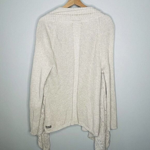 Matilda Jane size S tan open front crocheted sides cardigan oversized NWOT - Picture 7 of 8